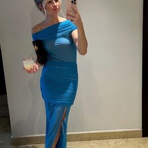 Elegant Blue Off-Shoulder Dress